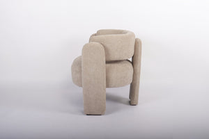 English Elm Modern Sculptural Barrel Chair Hollow Cutout Back Textured Fabric Lounge Seat W2105P509587