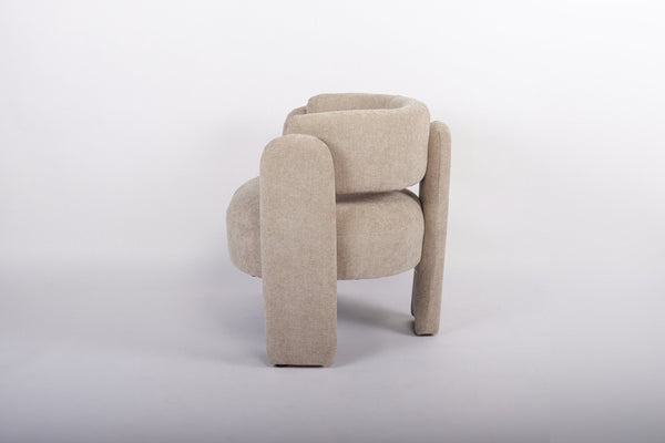 English Elm Modern Sculptural Barrel Chair Hollow Cutout Back Textured Fabric Lounge Seat W2105P509587