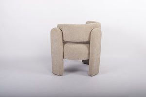 English Elm Modern Sculptural Barrel Chair Hollow Cutout Back Textured Fabric Lounge Seat W2105P509587