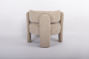 English Elm Modern Sculptural Barrel Chair Hollow Cutout Back Textured Fabric Lounge Seat W2105P509587