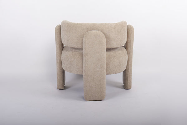 English Elm Modern Sculptural Barrel Chair Hollow Cutout Back Textured Fabric Lounge Seat W2105P509587