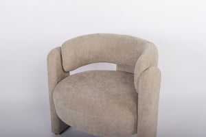 English Elm Modern Sculptural Barrel Chair Hollow Cutout Back Textured Fabric Lounge Seat W2105P509587