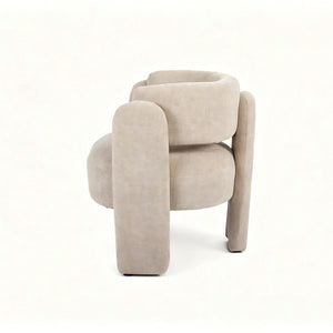 English Elm Modern Sculptural Barrel Chair Hollow Cutout Back Textured Fabric Lounge Seat W2105P509587