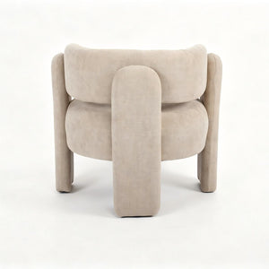 English Elm Modern Sculptural Barrel Chair Hollow Cutout Back Textured Fabric Lounge Seat W2105P509587