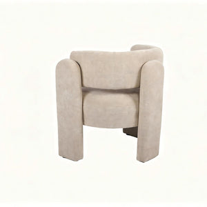 English Elm Modern Sculptural Barrel Chair Hollow Cutout Back Textured Fabric Lounge Seat W2105P509587