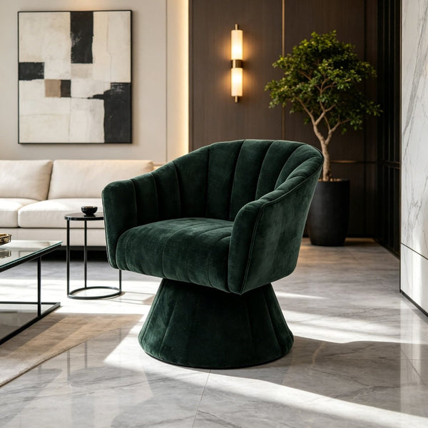 English Elm Modern Striped Upholstered Accent Chair with Lumbar Support and Matte Black Metal Legs Green W2105P509590