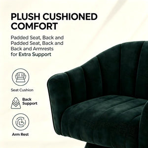 English Elm Modern Striped Upholstered Accent Chair with Lumbar Support and Matte Black Metal Legs Green W2105P509590