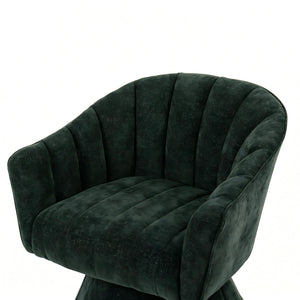 English Elm Modern Striped Upholstered Accent Chair with Lumbar Support and Matte Black Metal Legs Green W2105P509590
