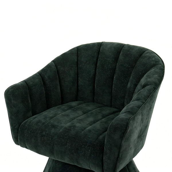 English Elm Modern Striped Upholstered Accent Chair with Lumbar Support and Matte Black Metal Legs Green W2105P509590