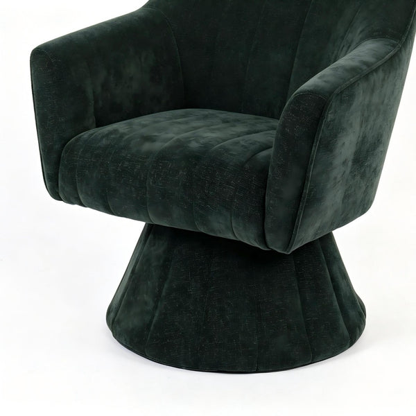 English Elm Modern Striped Upholstered Accent Chair with Lumbar Support and Matte Black Metal Legs Green W2105P509590