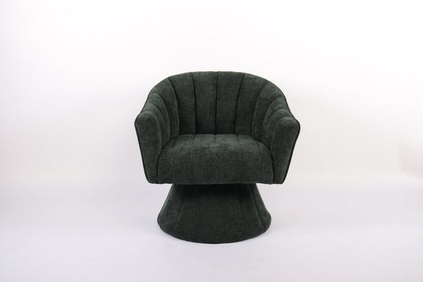 English Elm Modern Striped Upholstered Accent Chair with Lumbar Support and Matte Black Metal Legs Green W2105P509590