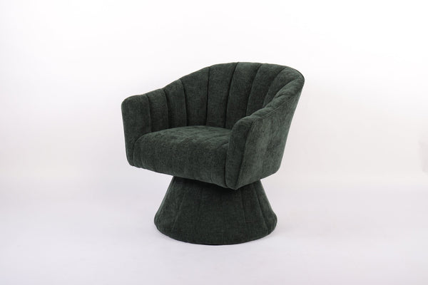 English Elm Modern Striped Upholstered Accent Chair with Lumbar Support and Matte Black Metal Legs Green W2105P509590
