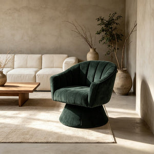 English Elm Modern Striped Upholstered Accent Chair with Lumbar Support and Matte Black Metal Legs Green W2105P509590