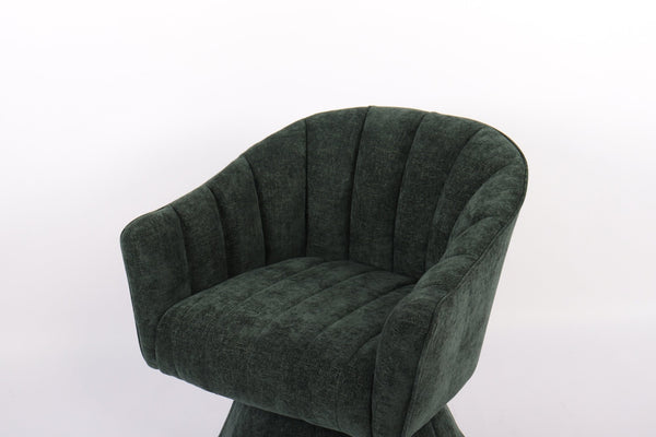 English Elm Modern Striped Upholstered Accent Chair with Lumbar Support and Matte Black Metal Legs Green W2105P509590