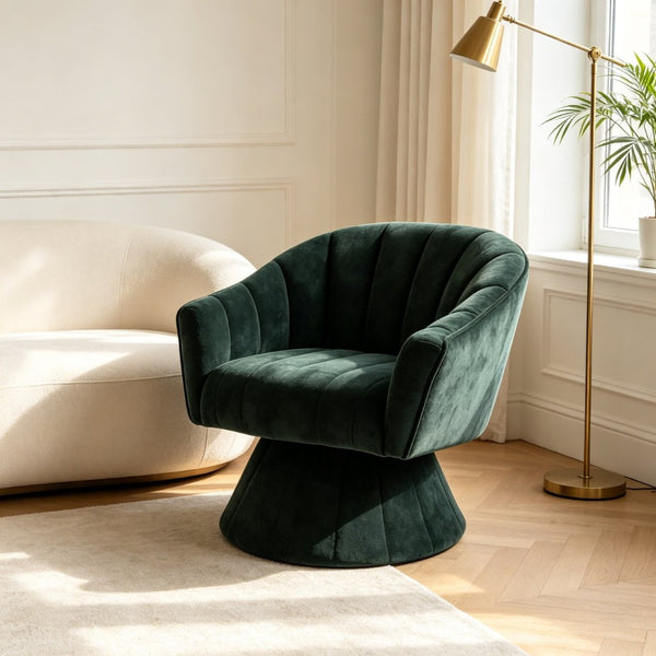 English Elm Modern Striped Upholstered Accent Chair with Lumbar Support and Matte Black Metal Legs Green W2105P509590