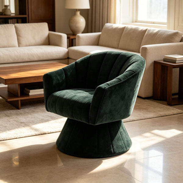 English Elm Modern Striped Upholstered Accent Chair with Lumbar Support and Matte Black Metal Legs Green W2105P509590
