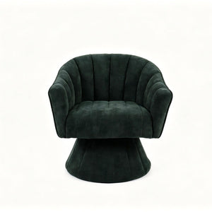 English Elm Modern Striped Upholstered Accent Chair with Lumbar Support and Matte Black Metal Legs Green W2105P509590