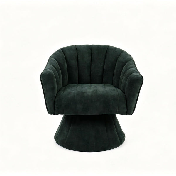 English Elm Modern Striped Upholstered Accent Chair with Lumbar Support and Matte Black Metal Legs Green W2105P509590
