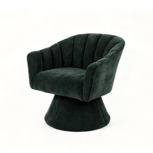 English Elm Modern Striped Upholstered Accent Chair with Lumbar Support and Matte Black Metal Legs Green W2105P509590