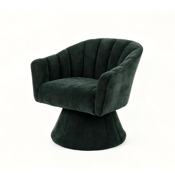 English Elm Modern Striped Upholstered Accent Chair with Lumbar Support and Matte Black Metal Legs Green W2105P509590