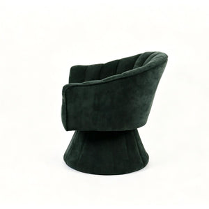 English Elm Modern Striped Upholstered Accent Chair with Lumbar Support and Matte Black Metal Legs Green W2105P509590