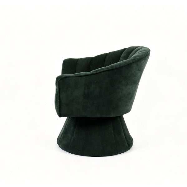 English Elm Modern Striped Upholstered Accent Chair with Lumbar Support and Matte Black Metal Legs Green W2105P509590