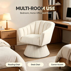 English Elm Modern Striped Upholstered Accent Chair with Lumbar Support and Matte Black Metal Legs Cream W2105P509591
