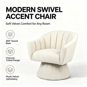 English Elm Modern Striped Upholstered Accent Chair with Lumbar Support and Matte Black Metal Legs Cream W2105P509591