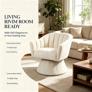 English Elm Modern Striped Upholstered Accent Chair with Lumbar Support and Matte Black Metal Legs Cream W2105P509591