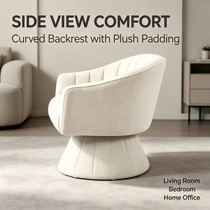 English Elm Modern Striped Upholstered Accent Chair with Lumbar Support and Matte Black Metal Legs Cream W2105P509591
