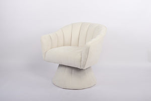 English Elm Modern Striped Upholstered Accent Chair with Lumbar Support and Matte Black Metal Legs Cream W2105P509591