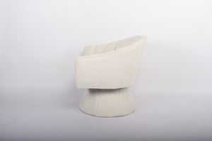 English Elm Modern Striped Upholstered Accent Chair with Lumbar Support and Matte Black Metal Legs Cream W2105P509591