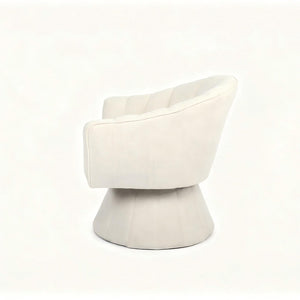 English Elm Modern Striped Upholstered Accent Chair with Lumbar Support and Matte Black Metal Legs Cream W2105P509591