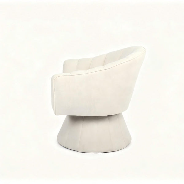 English Elm Modern Striped Upholstered Accent Chair with Lumbar Support and Matte Black Metal Legs Cream W2105P509591