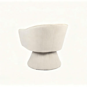 English Elm Modern Striped Upholstered Accent Chair with Lumbar Support and Matte Black Metal Legs Cream W2105P509591