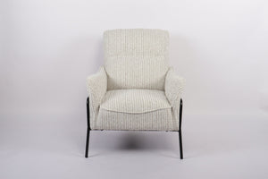 English Elm Modern Striped Upholstered Accent Chair with Lumbar Support and Matte Black Metal Legs W2105P509593