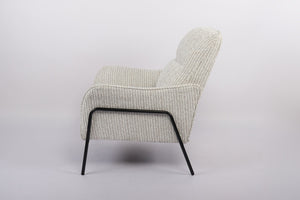 English Elm Modern Striped Upholstered Accent Chair with Lumbar Support and Matte Black Metal Legs W2105P509593
