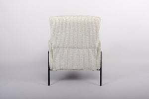 English Elm Modern Striped Upholstered Accent Chair with Lumbar Support and Matte Black Metal Legs W2105P509593