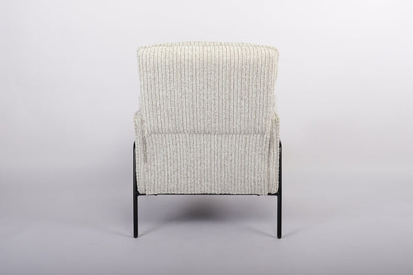 English Elm Modern Striped Upholstered Accent Chair with Lumbar Support and Matte Black Metal Legs W2105P509593