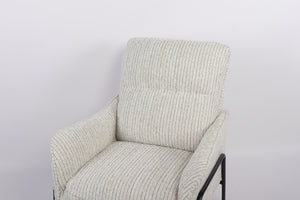English Elm Modern Striped Upholstered Accent Chair with Lumbar Support and Matte Black Metal Legs W2105P509593