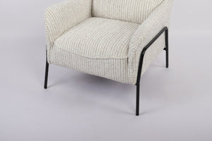 English Elm Modern Striped Upholstered Accent Chair with Lumbar Support and Matte Black Metal Legs W2105P509593