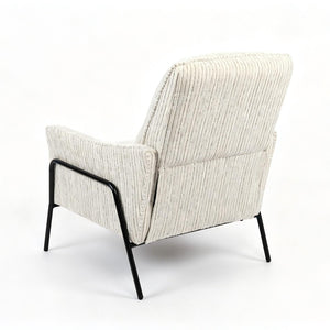 English Elm Modern Striped Upholstered Accent Chair with Lumbar Support and Matte Black Metal Legs W2105P509593