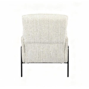 English Elm Modern Striped Upholstered Accent Chair with Lumbar Support and Matte Black Metal Legs W2105P509593