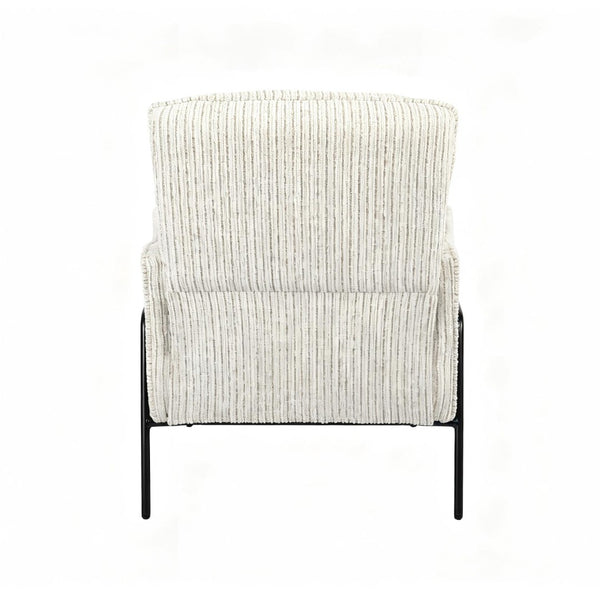 English Elm Modern Striped Upholstered Accent Chair with Lumbar Support and Matte Black Metal Legs W2105P509593