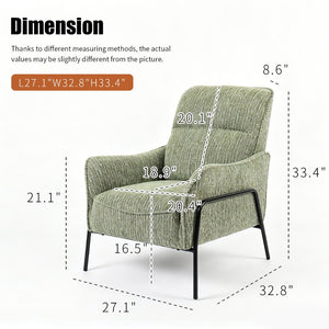 English Elm Modern Striped Upholstered Accent Chair with Lumbar Pillow and Matte Black Metal Frame W2105P509596