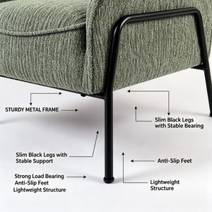 English Elm Modern Striped Upholstered Accent Chair with Lumbar Pillow and Matte Black Metal Frame W2105P509596