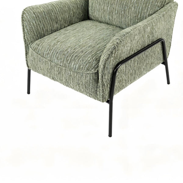 English Elm Modern Striped Upholstered Accent Chair with Lumbar Pillow and Matte Black Metal Frame W2105P509596