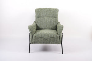 English Elm Modern Striped Upholstered Accent Chair with Lumbar Pillow and Matte Black Metal Frame W2105P509596