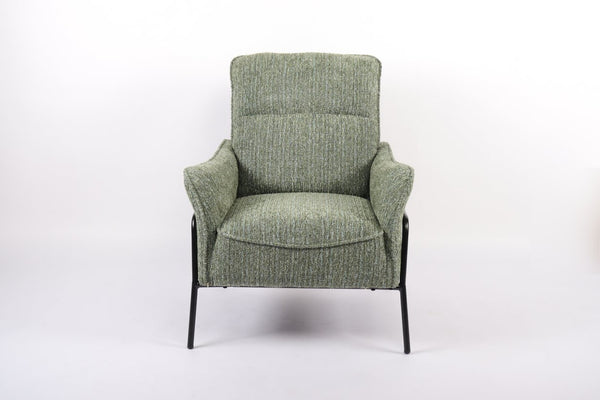 English Elm Modern Striped Upholstered Accent Chair with Lumbar Pillow and Matte Black Metal Frame W2105P509596