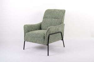 English Elm Modern Striped Upholstered Accent Chair with Lumbar Pillow and Matte Black Metal Frame W2105P509596